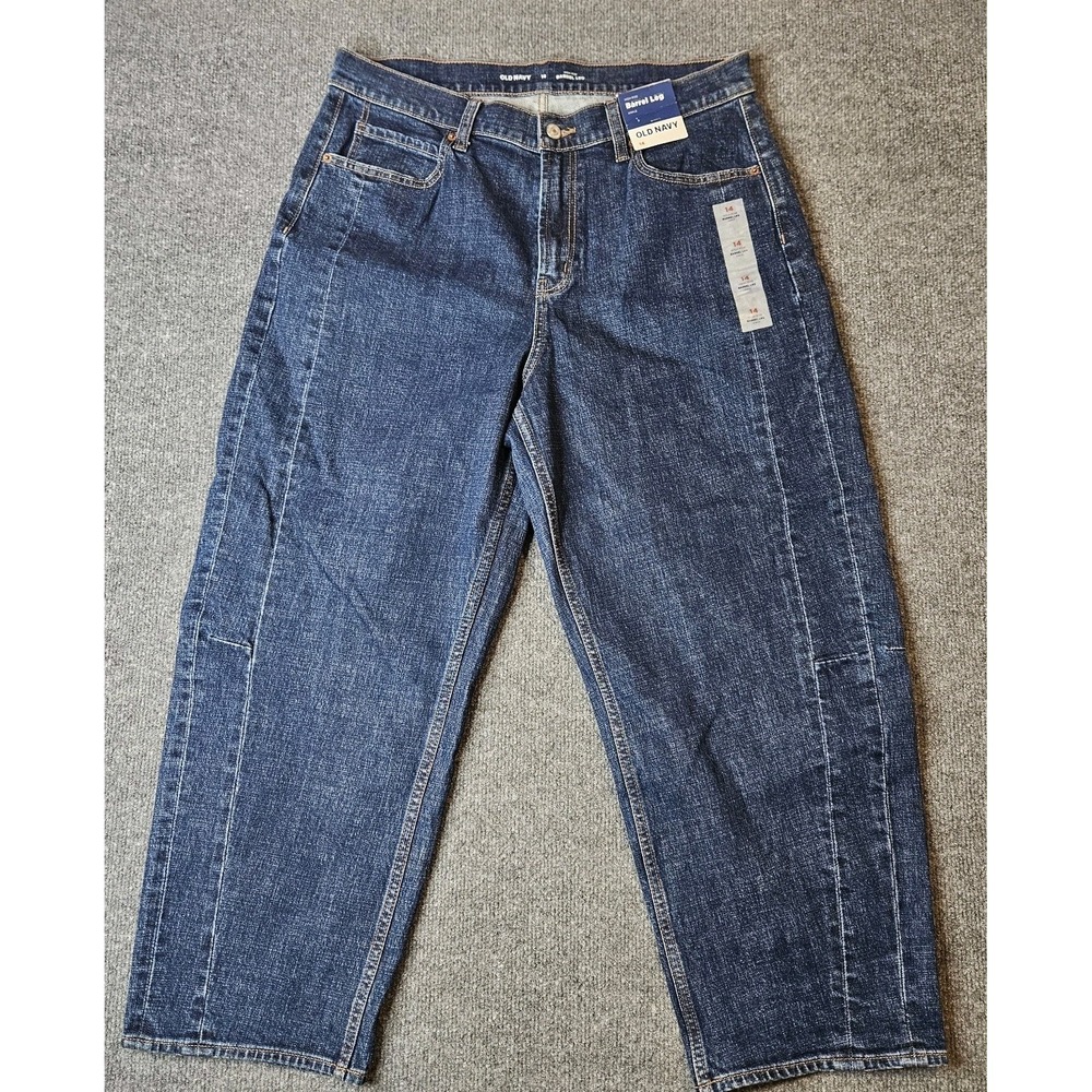 Old Navy Women's Barrel Leg Jeans Size 14 High Rise Ankle Blue